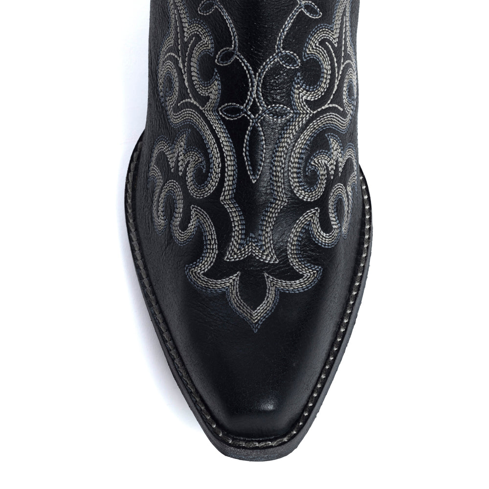 Sunset Trail Genuine Leather Booties in Cinder Black
