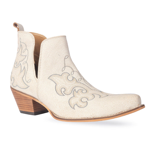 Sunset Trail Genuine Leather Booties in Ivory Sand
