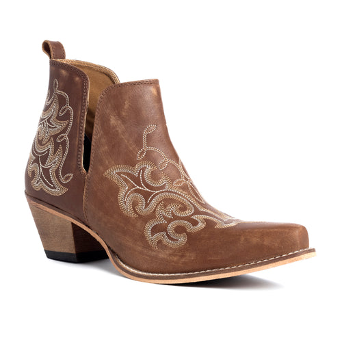 Sunset Trail Genuine Leather Booties in Sienna Brown