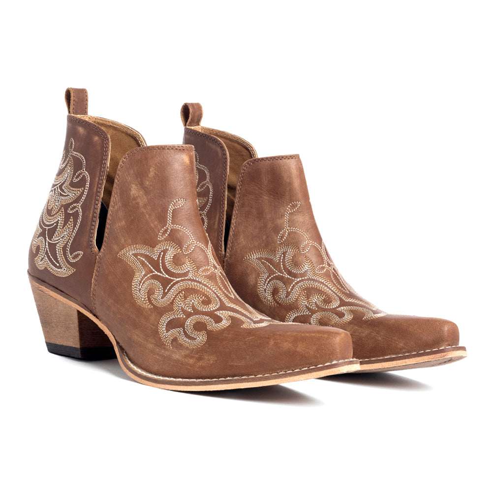 Sunset Trail Genuine Leather Booties in Sienna Brown