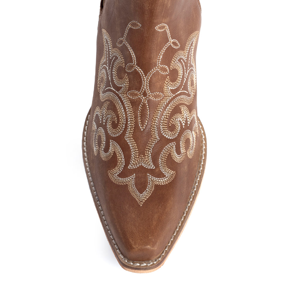 Sunset Trail Genuine Leather Booties in Sienna Brown