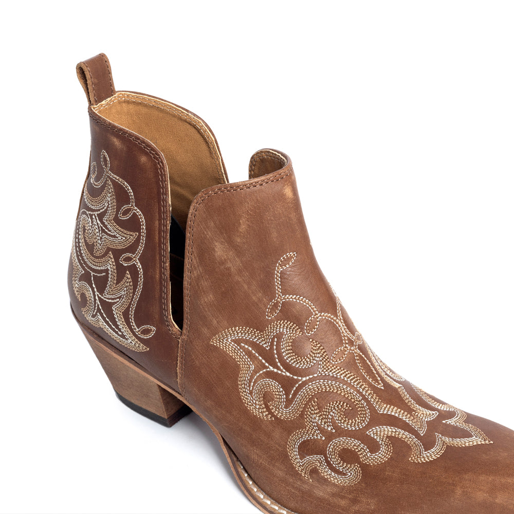 Sunset Trail Genuine Leather Booties in Sienna Brown