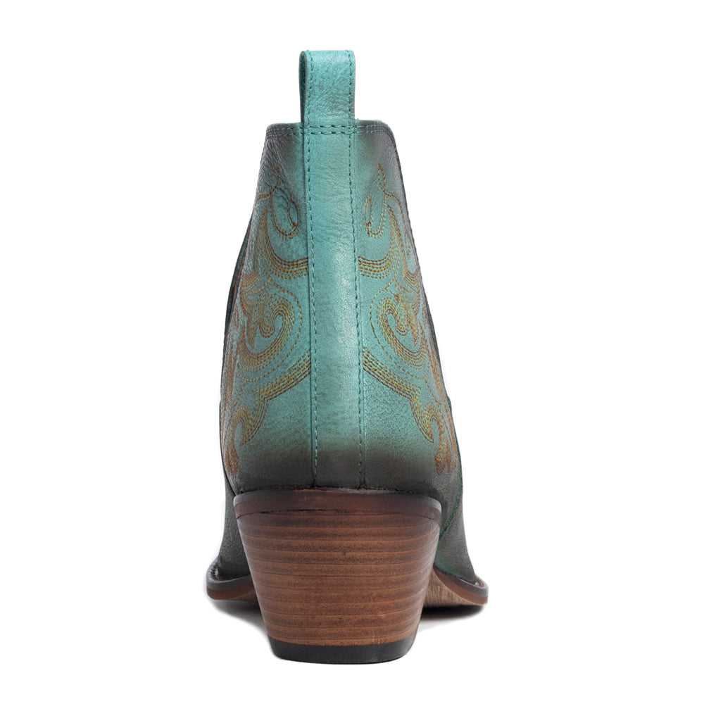 Sunset Trail Genuine Leather Booties in Sage Turquoise