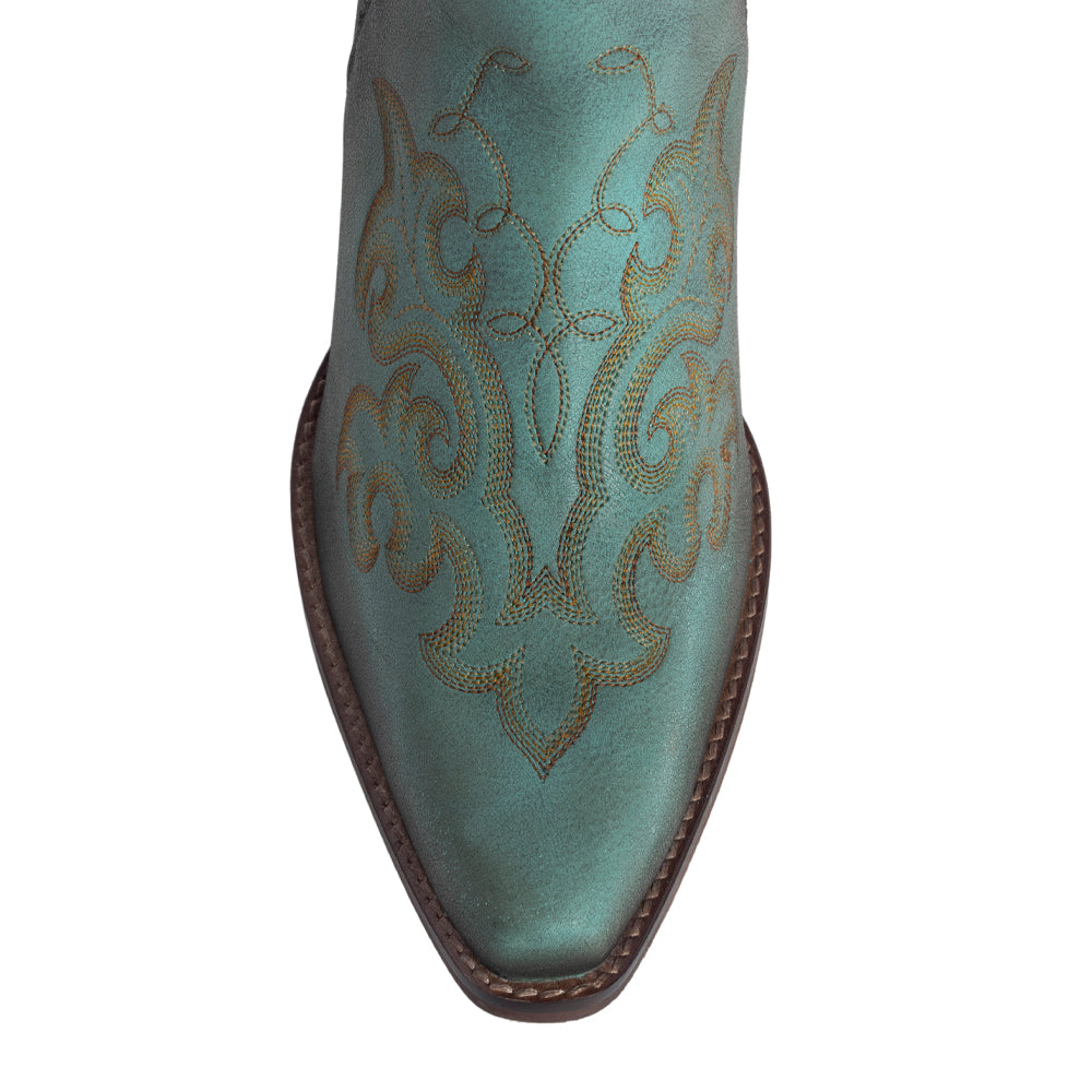 Sunset Trail Genuine Leather Booties in Sage Turquoise
