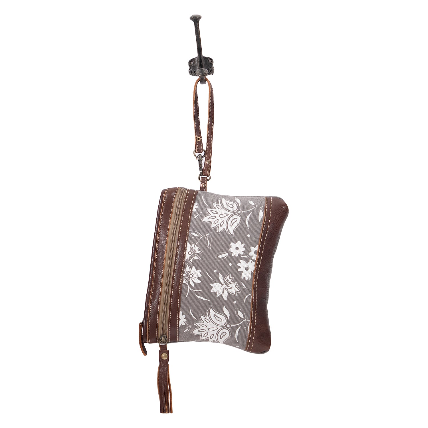 Petals On Grey Pouch
