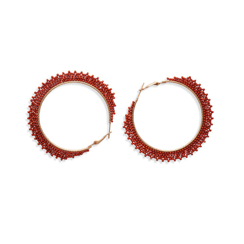 Maroon Gala Hoop Earrings