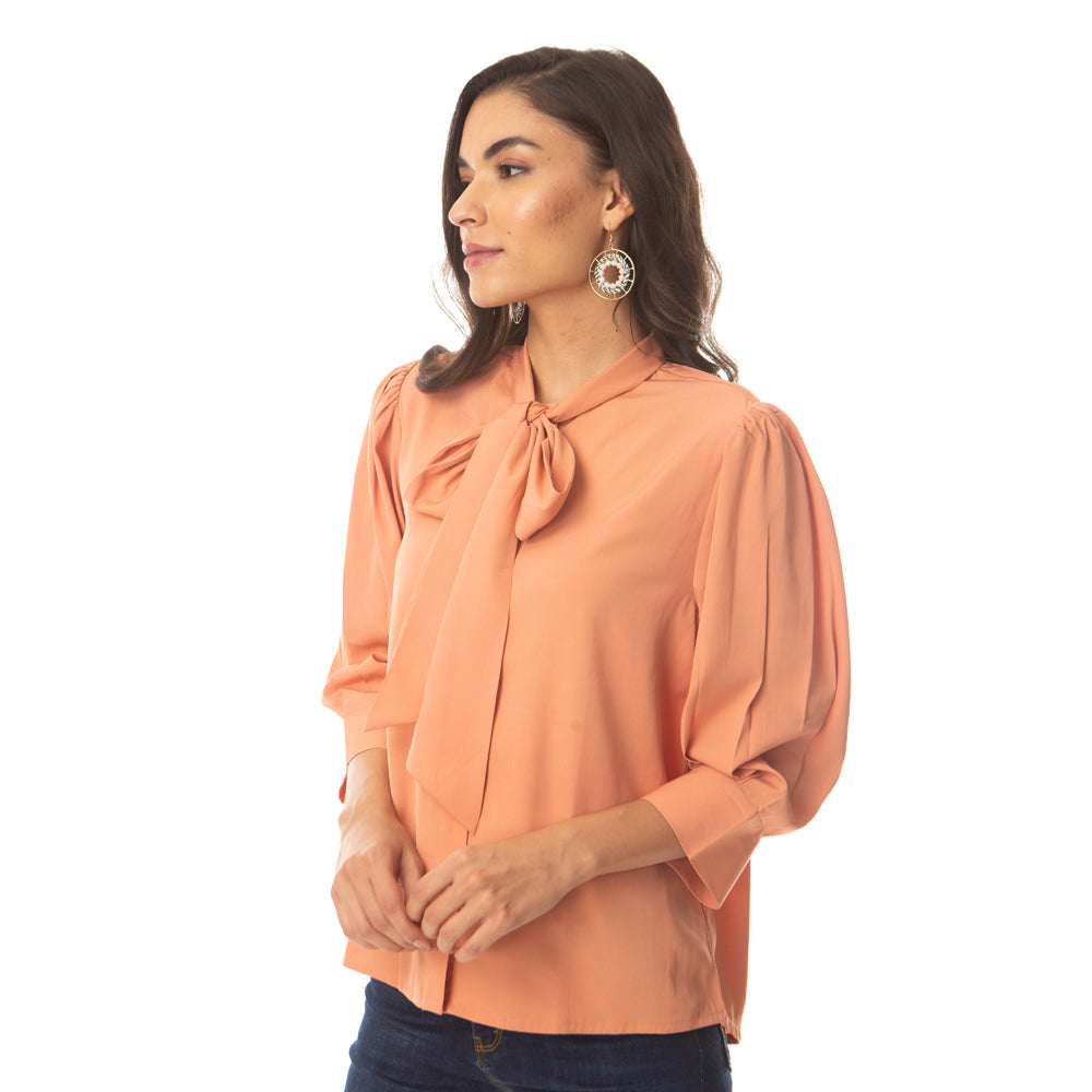 Tempted Peach Bow Shirt