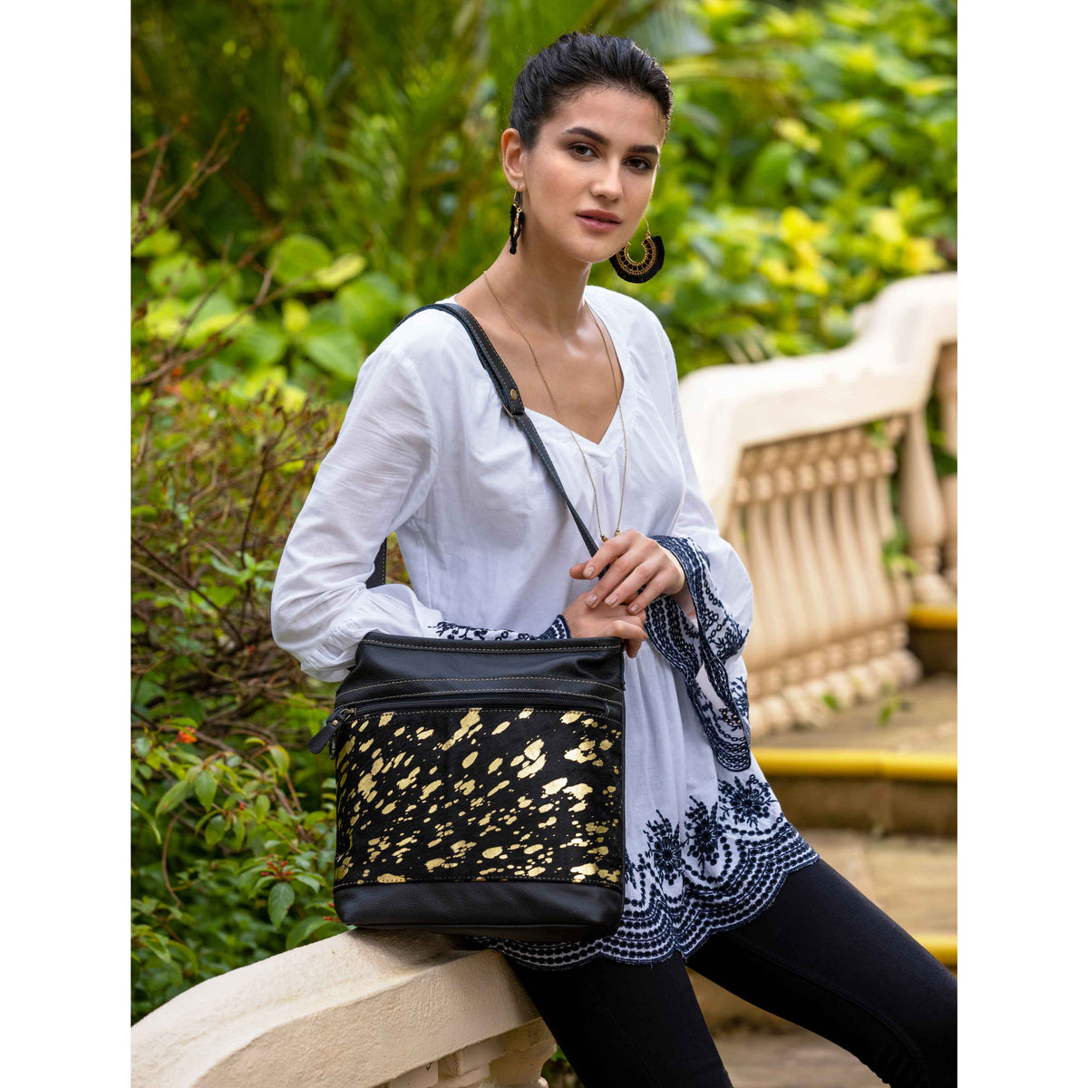 GOLDEN BEACONS LEATHER AND HAIRON BAG