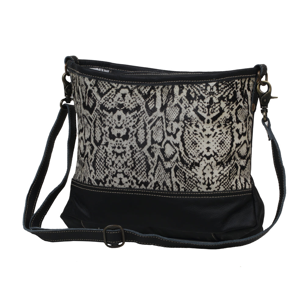 ANTIQUATED  LEATHER AND HAIRON BAG