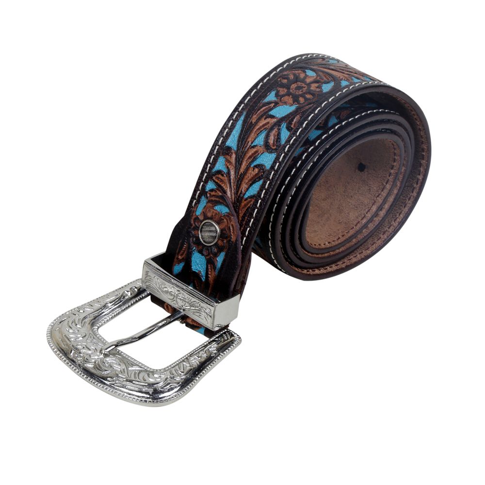 Turquoise Hand-Tooled Leather Belt