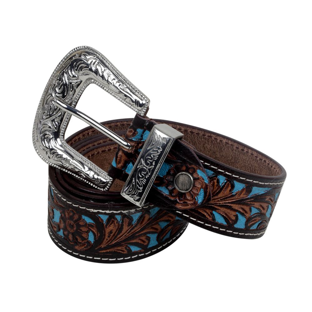 Turquoise Hand-Tooled Leather Belt