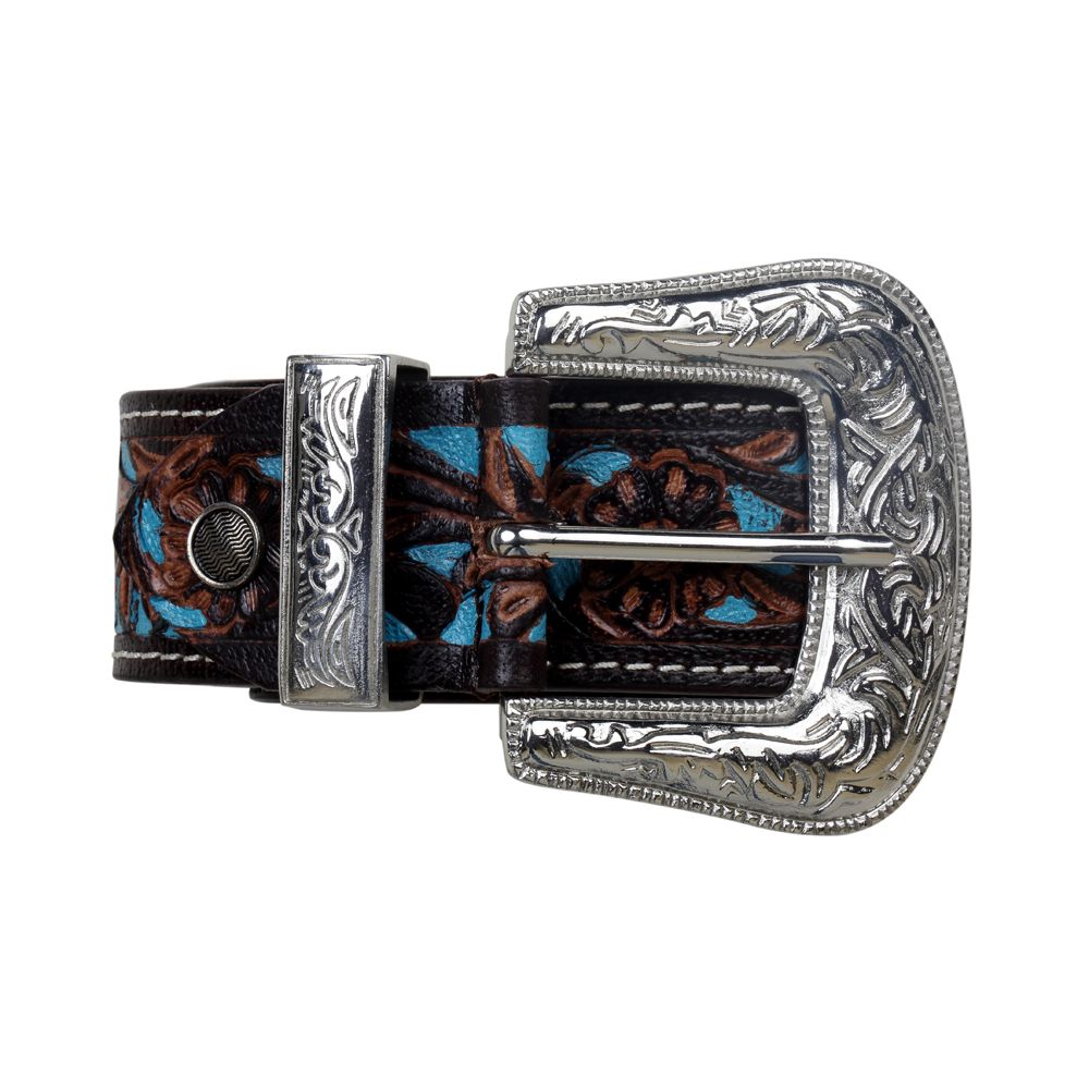 Turquoise Hand-Tooled Leather Women's Belt