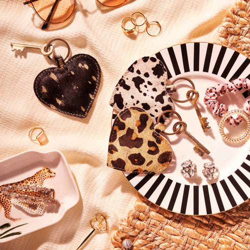 Dalmatian Print Heart Shaped Keychain
