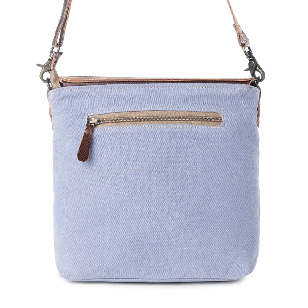 BLUE FEATHER HAND TOOLED BAG