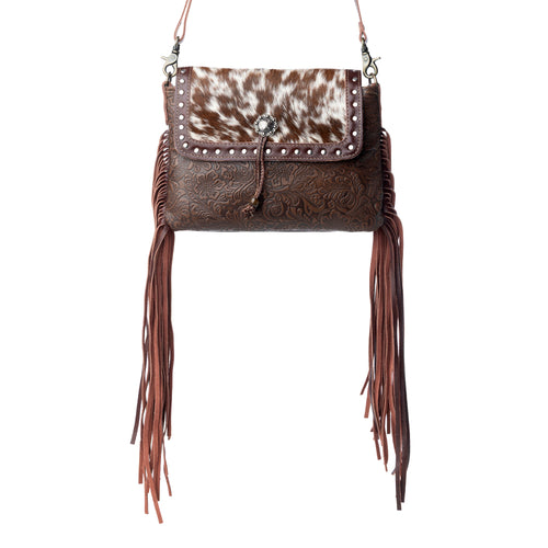 Carved Blossoms  Leather & Hairon Bag