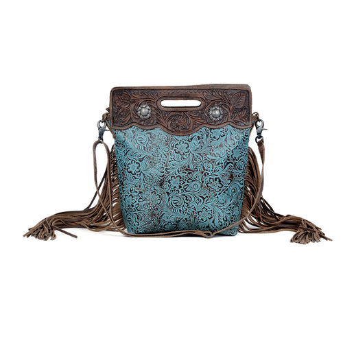 Blue Vine Hand-Tooled Bag