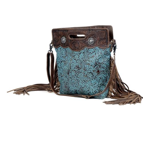 Blue Vine Hand-Tooled Bag