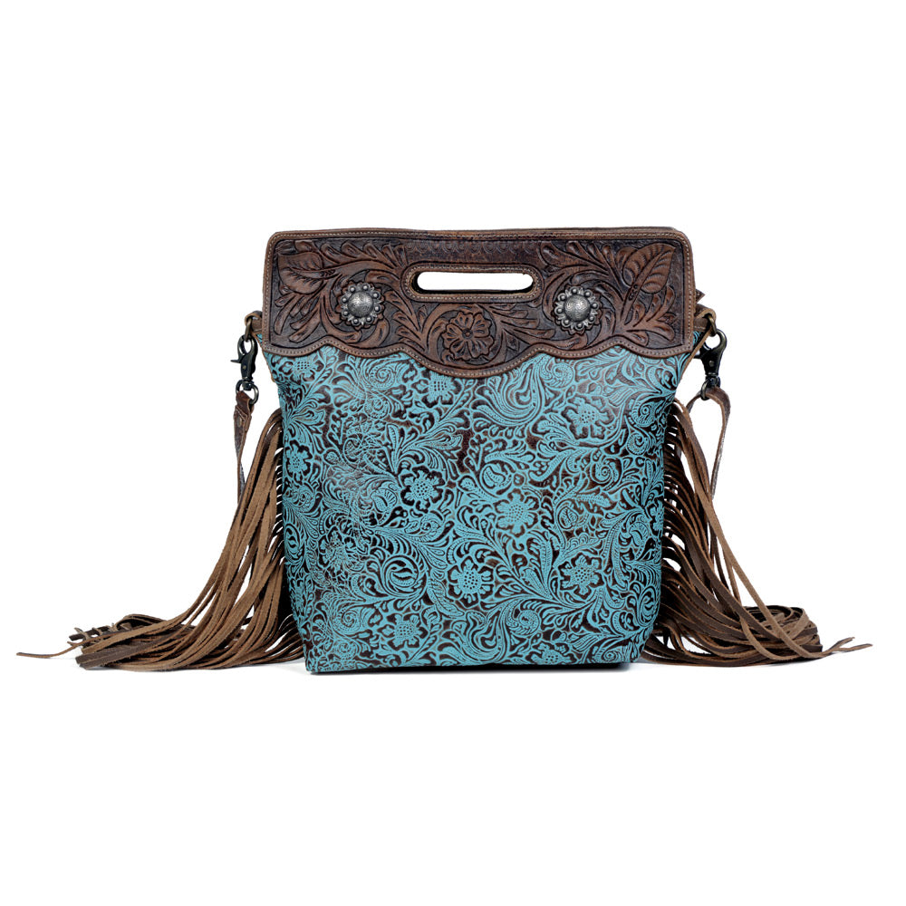 Blue Vine Hand-Tooled Bag