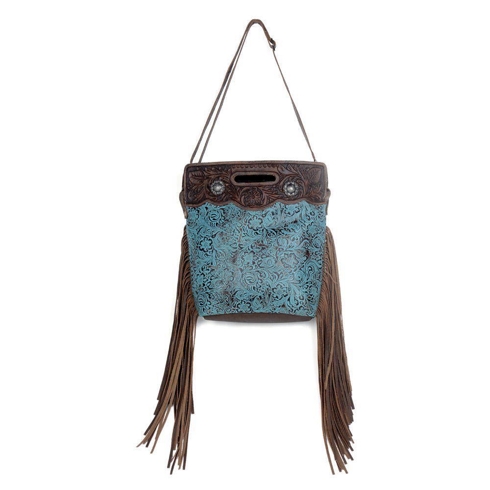 Blue Vine Hand-Tooled Bag