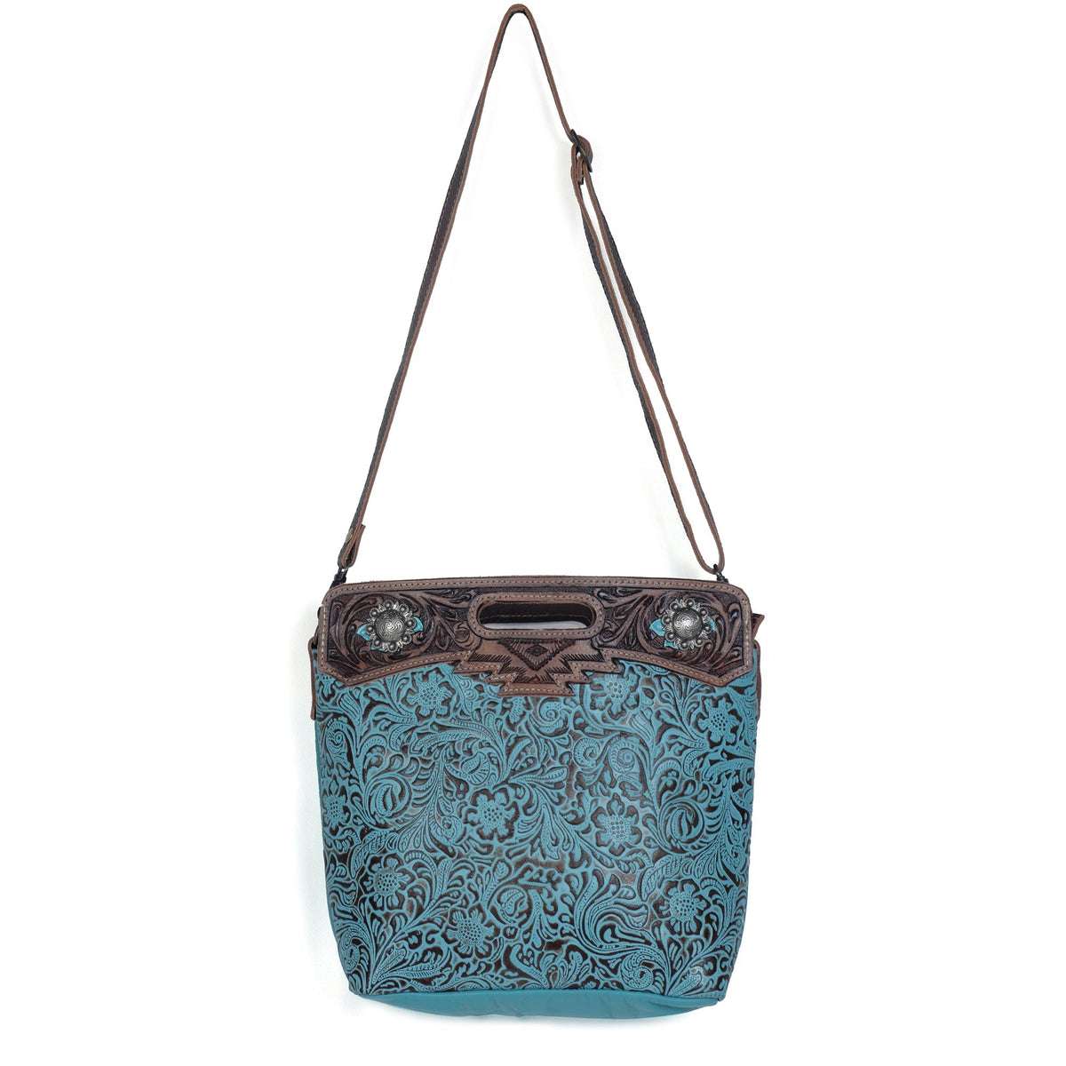 Blue Blossoms Hand-Tooled Bag