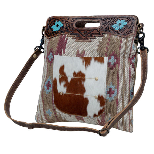 Azure Blossoms Hand-Tooled Bag