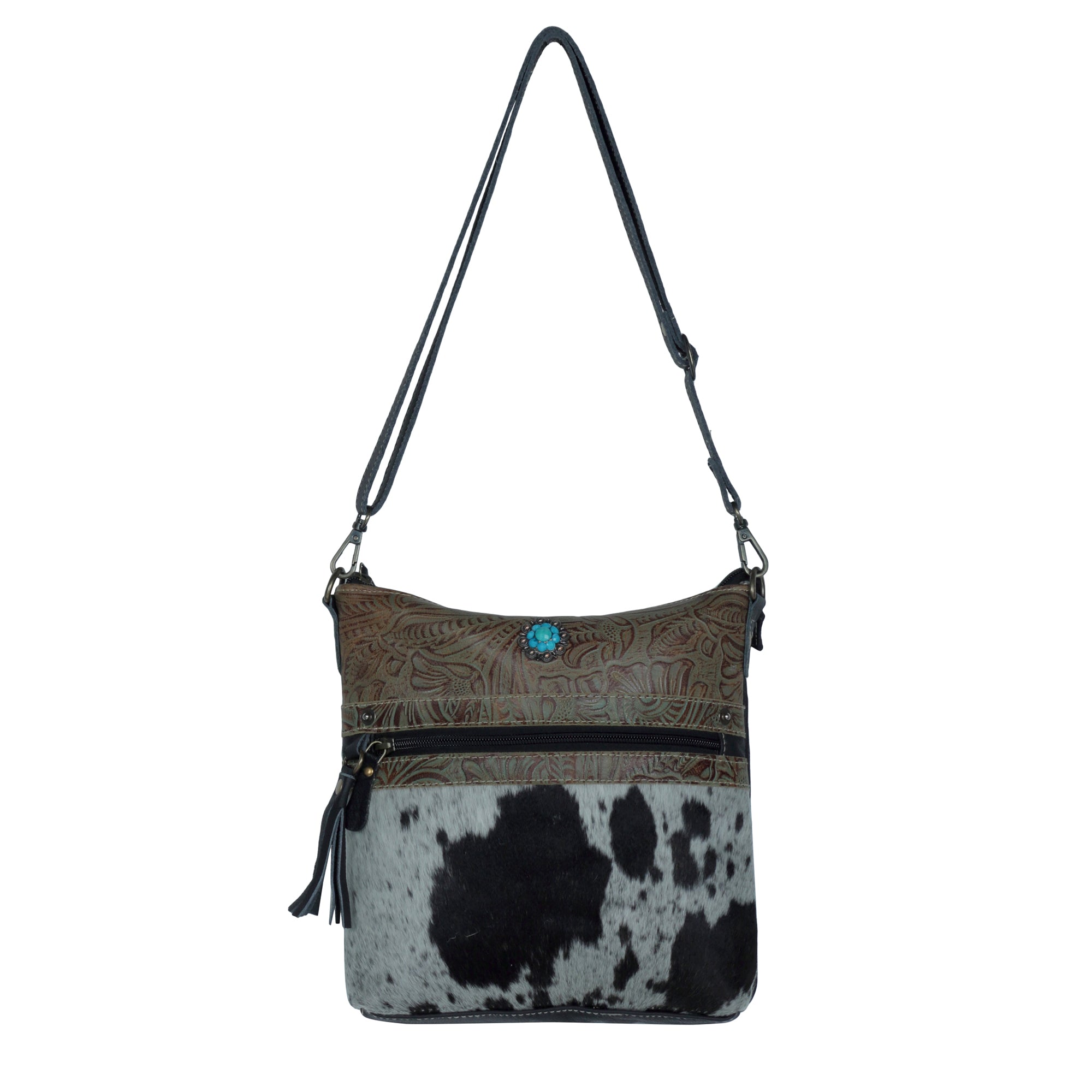 Dusky Black Leather & Hairon Bag