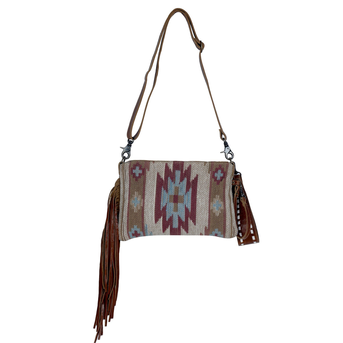 Brown Tassles  Hand-Tooled Bag