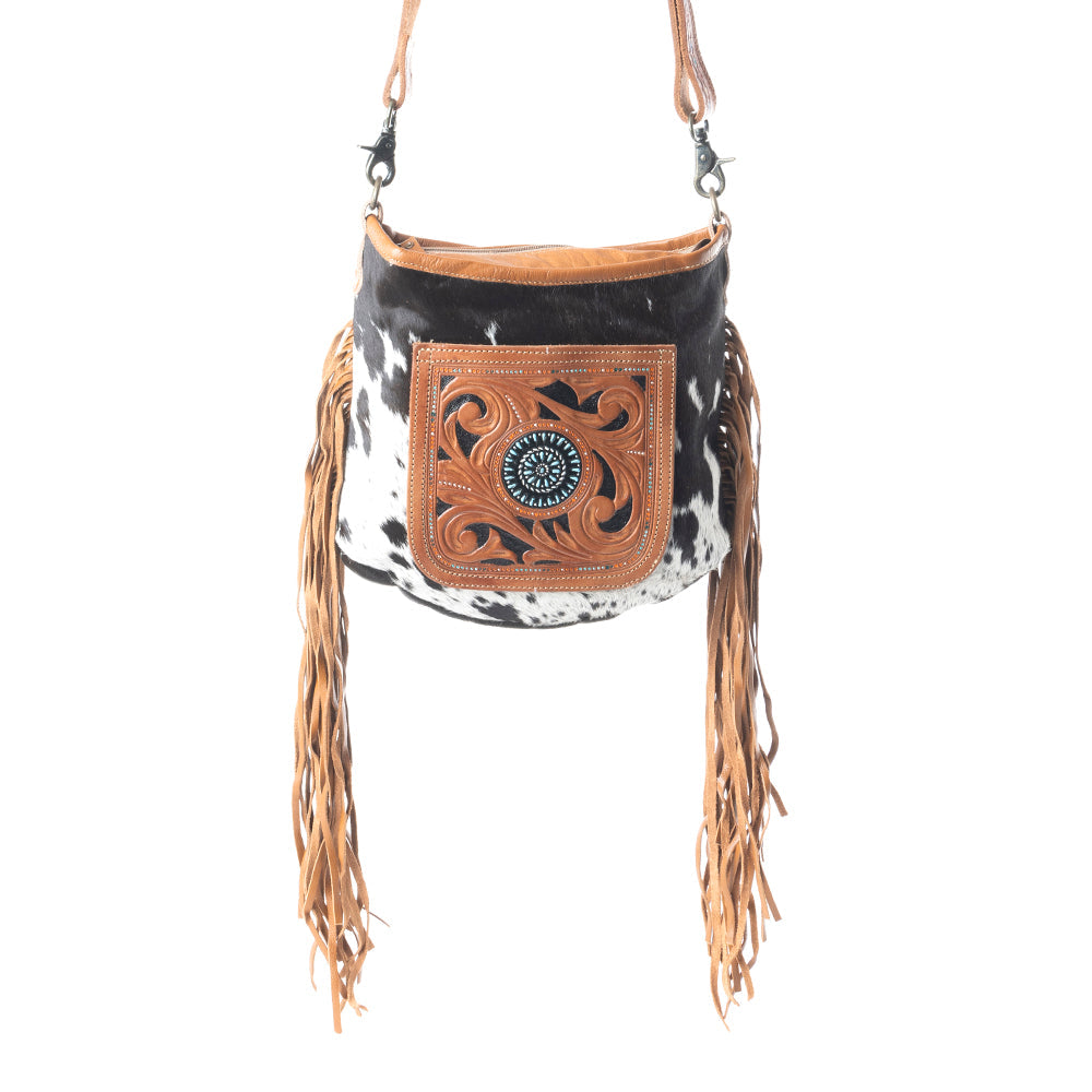 Brown Quilt   Hand-Tooled Bag