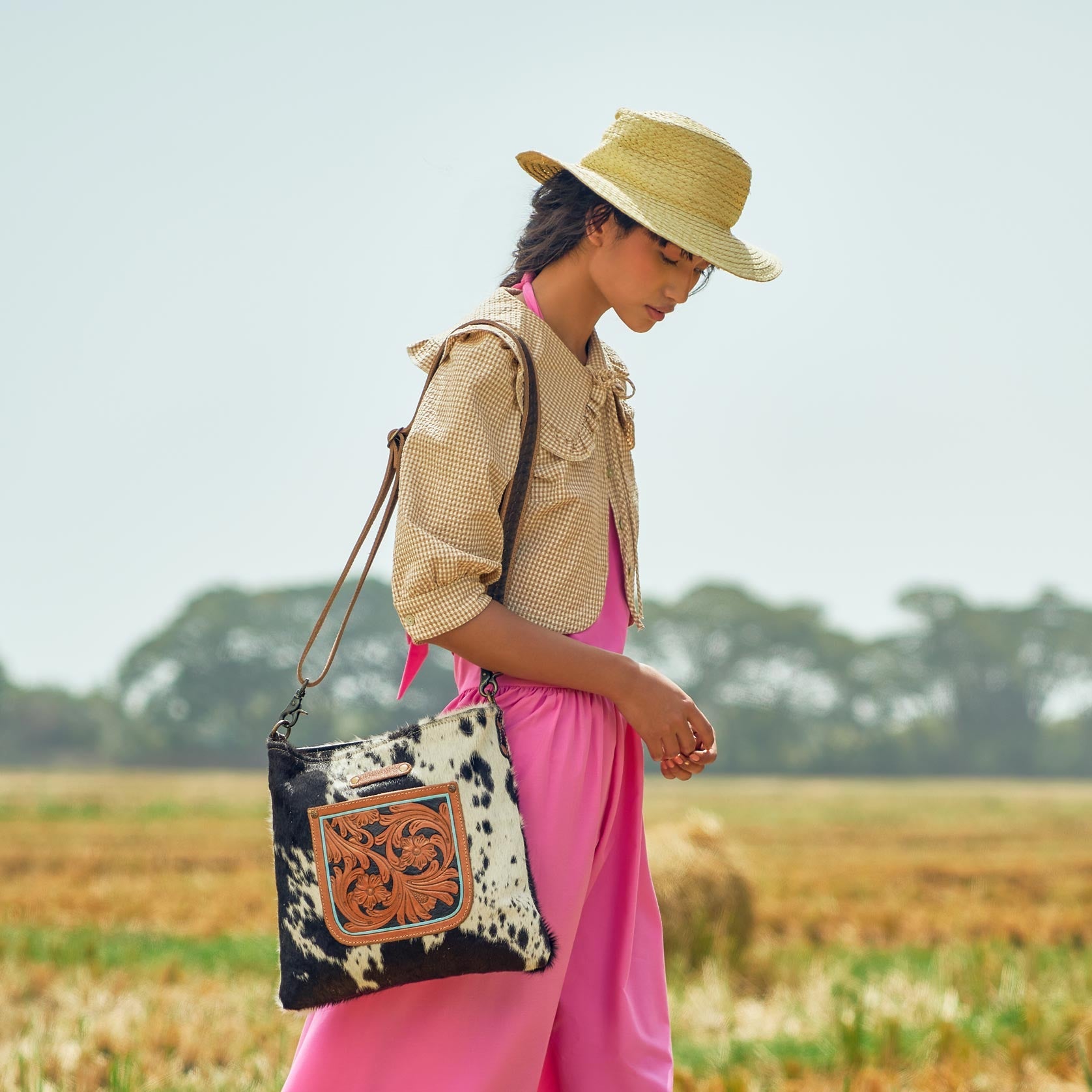 Flowering  Hand-Tooled Bag