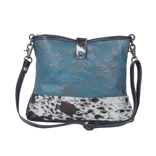 Blue Labyrinth Leather & Hairon Bag
