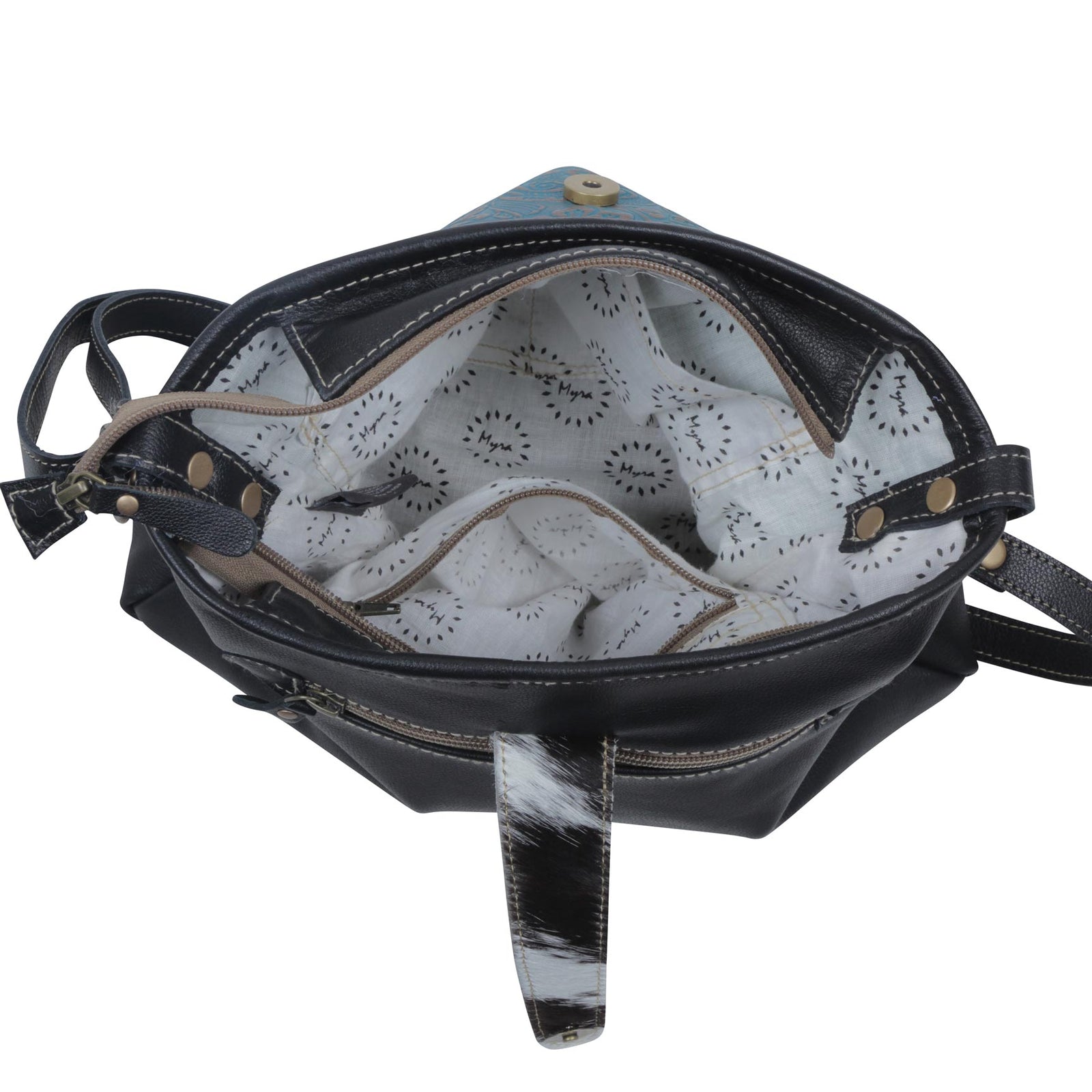 Blue Labyrinth Leather & Hairon Bag