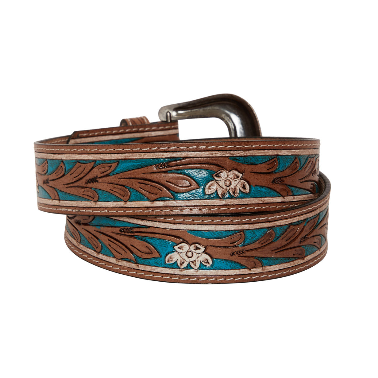 Cobalt Sea Hand-Tooled  Leather Belt