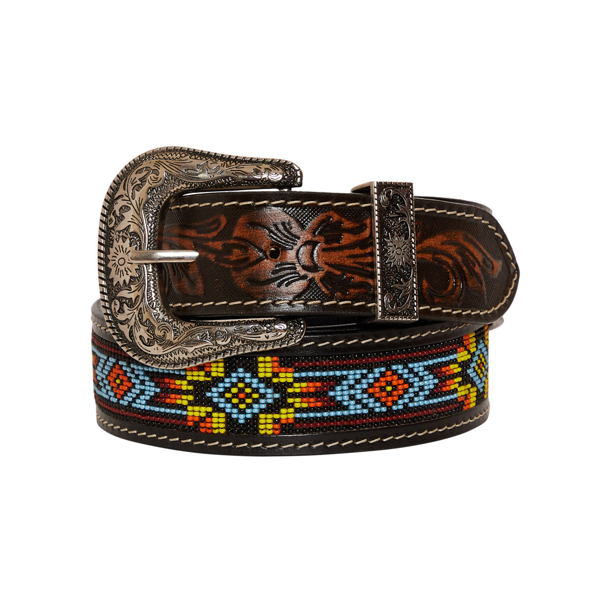 Polychrome  Hand-Tooled Leather Belt