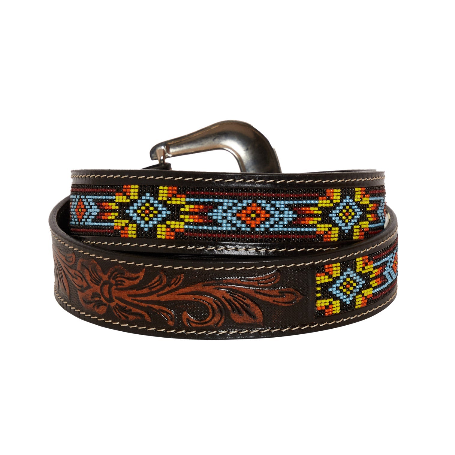 Polychrome  Hand-Tooled Leather Belt