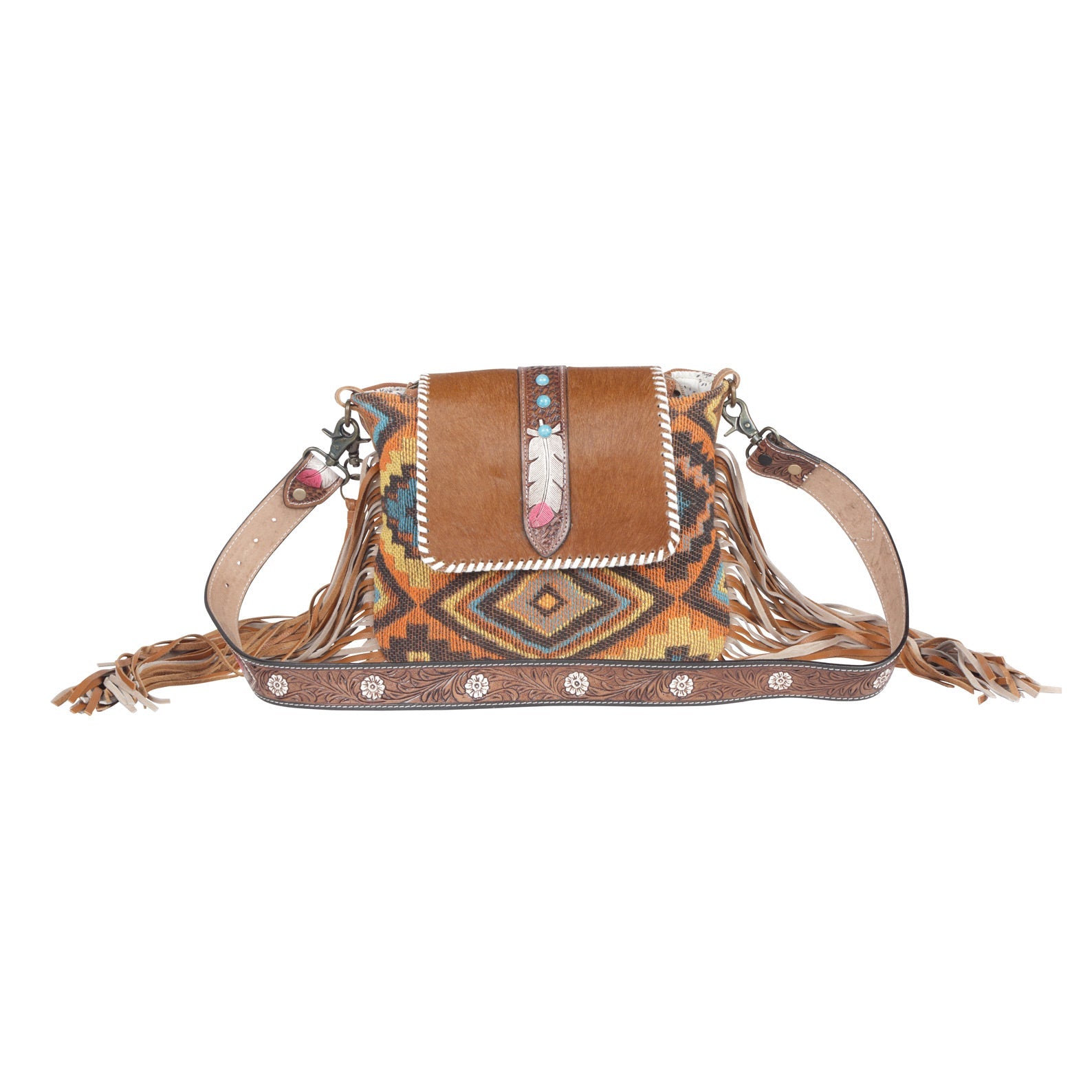 Beaded Frills Hand-Tooled Bag