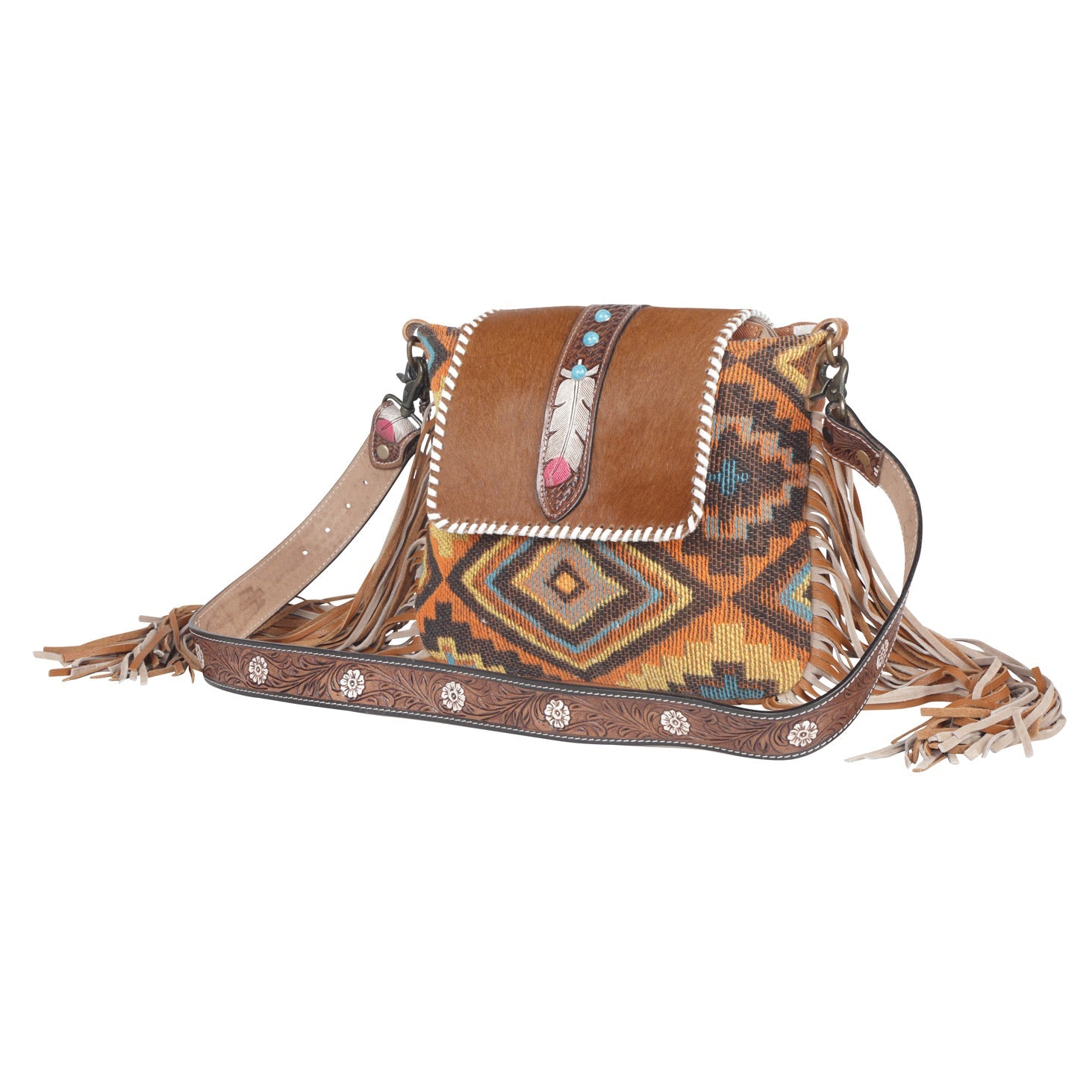 Beaded Frills Hand-Tooled Bag