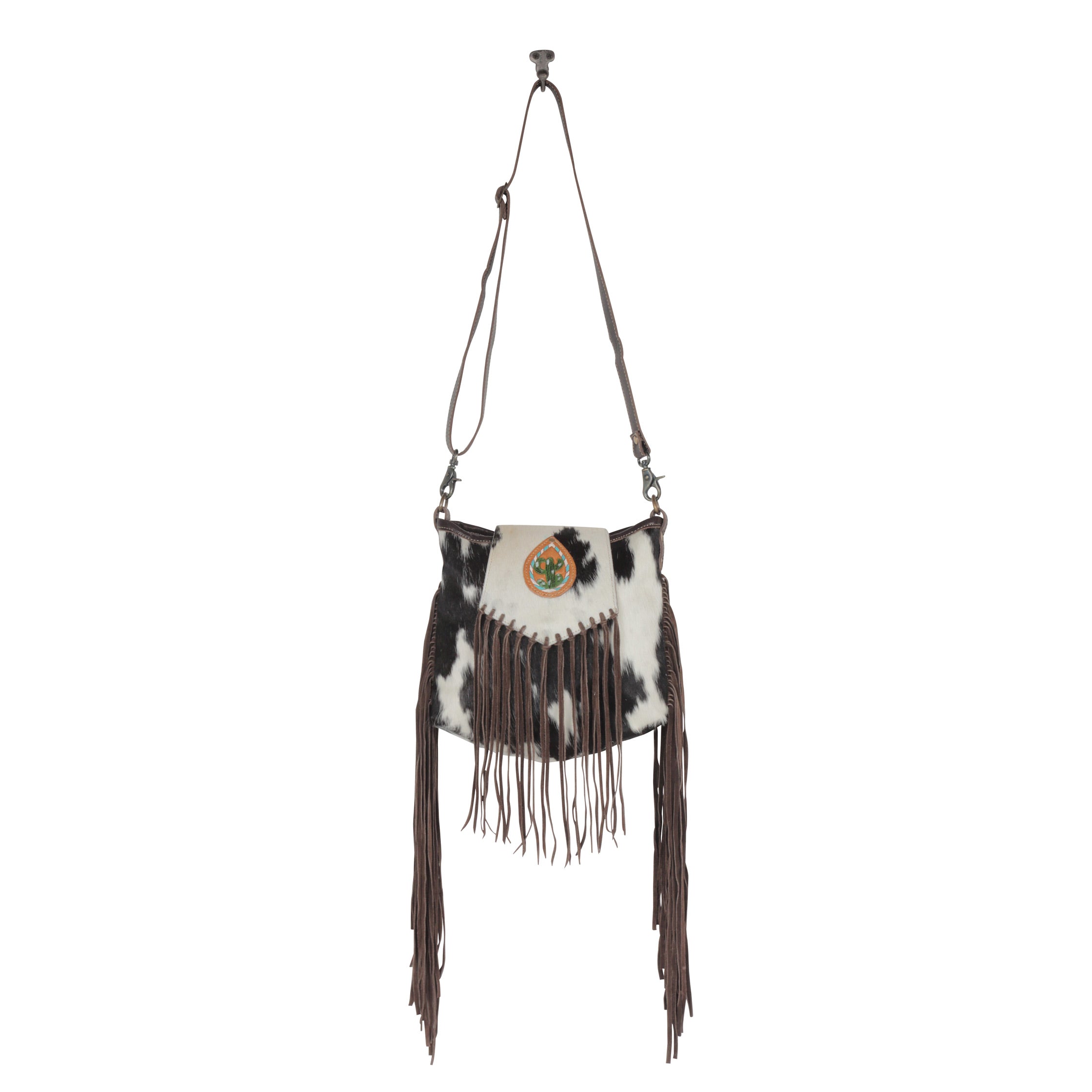 Russet Fringe Leather & Hairon Bag