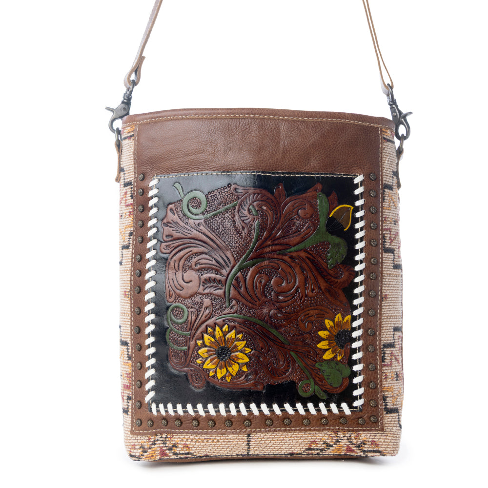 Floral Embers Hand-Tooled Bag