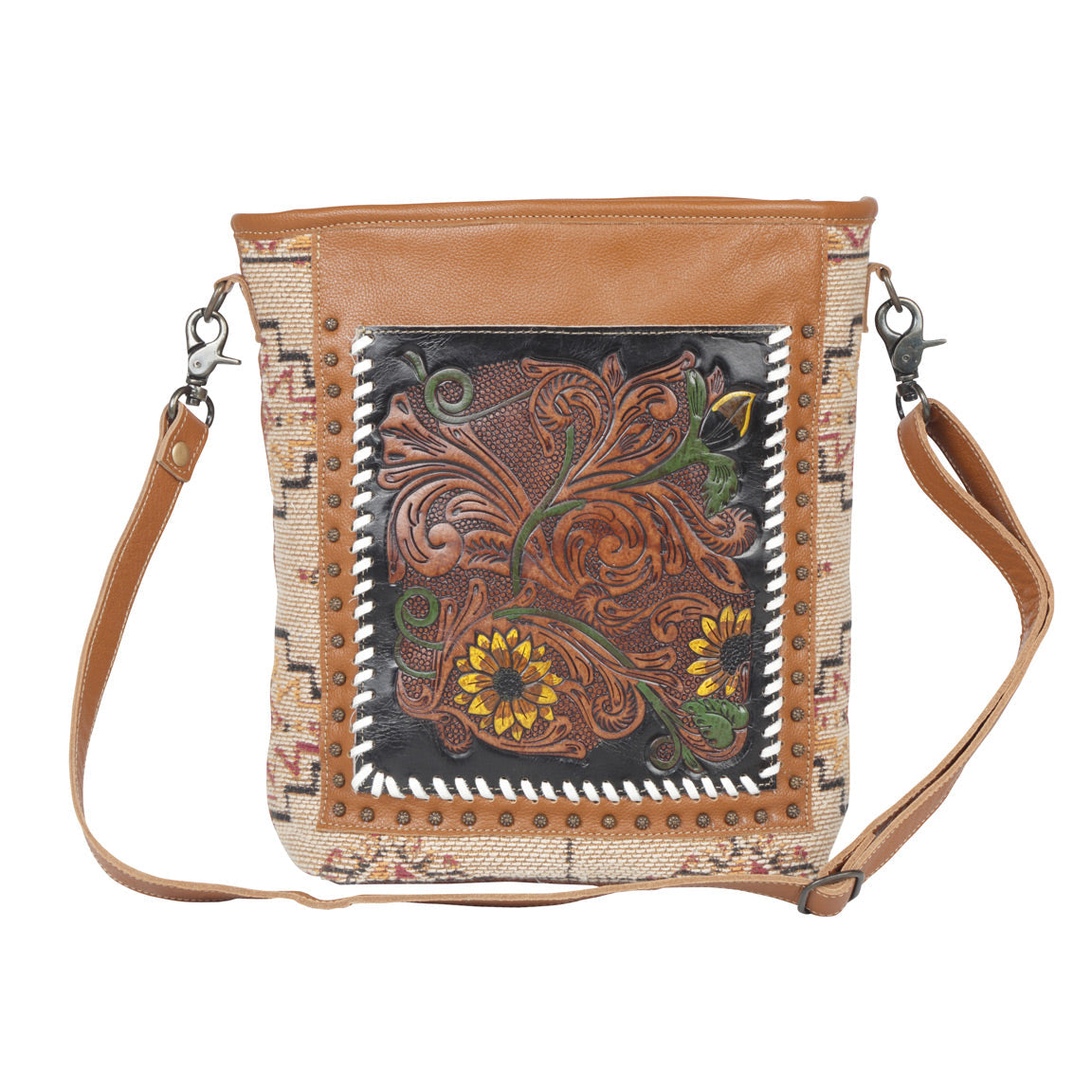 Floral Embers Hand-Tooled Bag