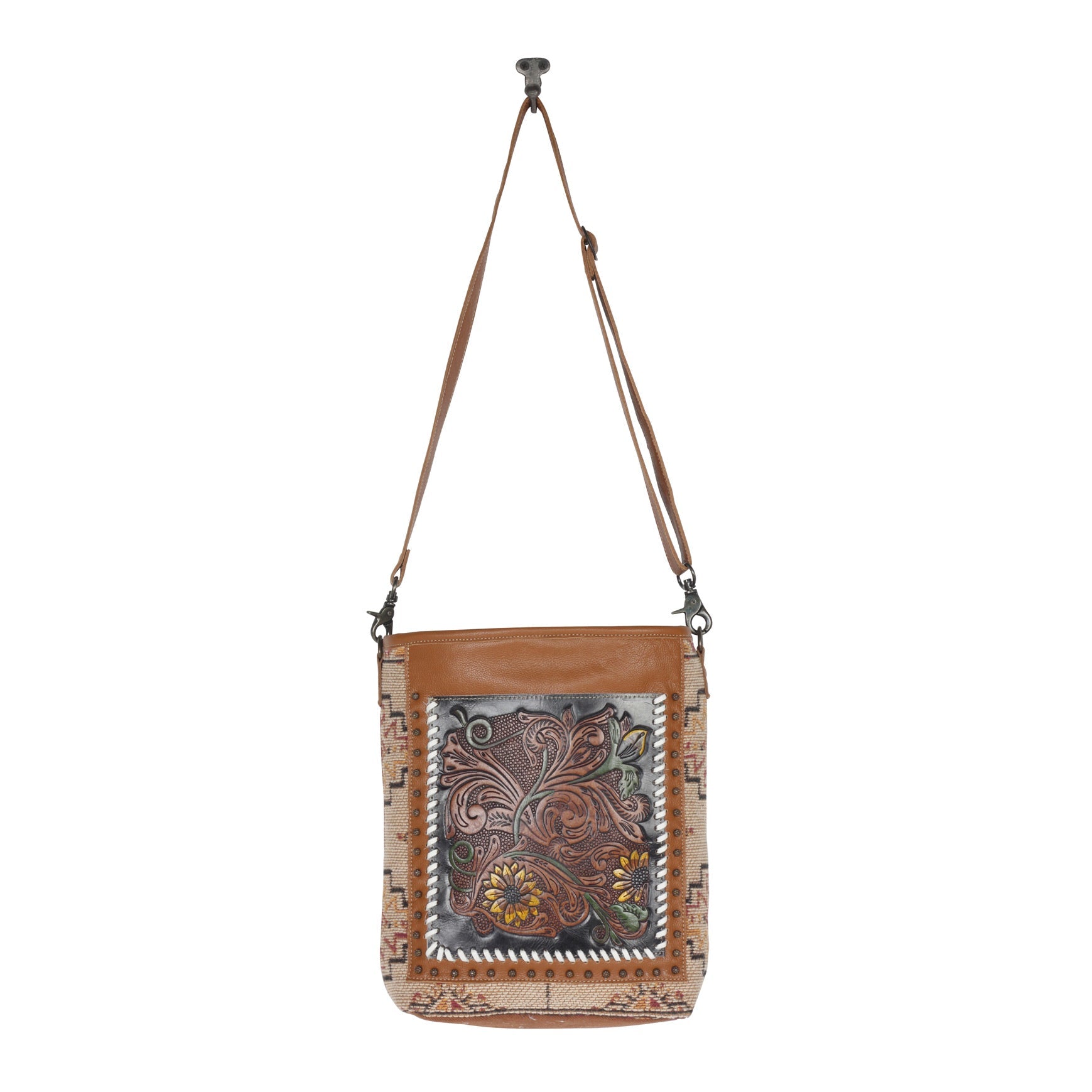 Floral Embers Hand-Tooled Bag