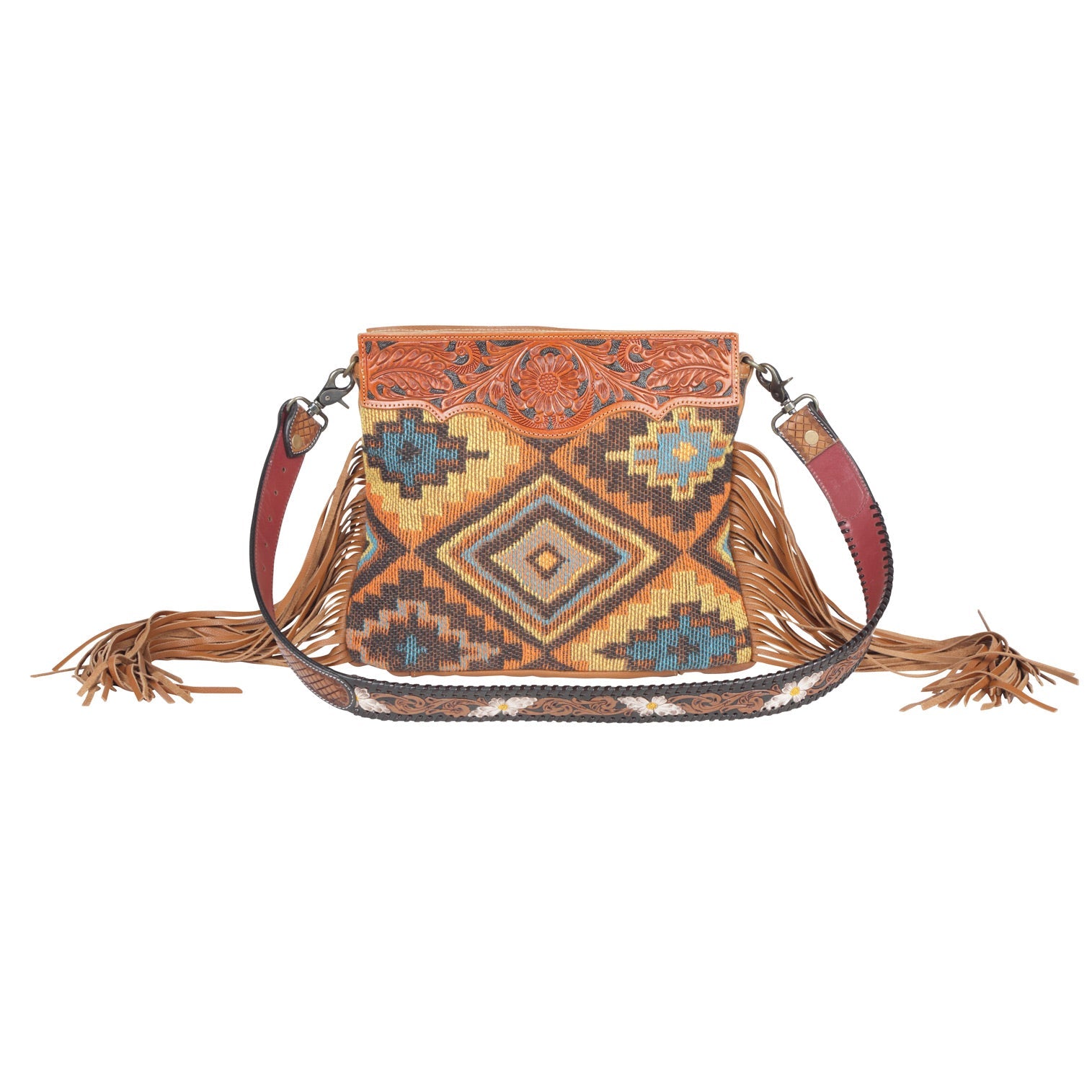 Garnet waves Hand-Tooled Bag