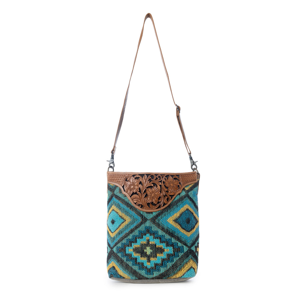 Blue Spring Hand-Tooled Bag