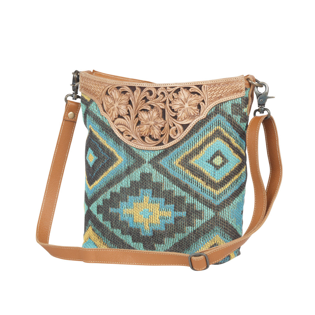 Blue Spring Hand-Tooled Bag