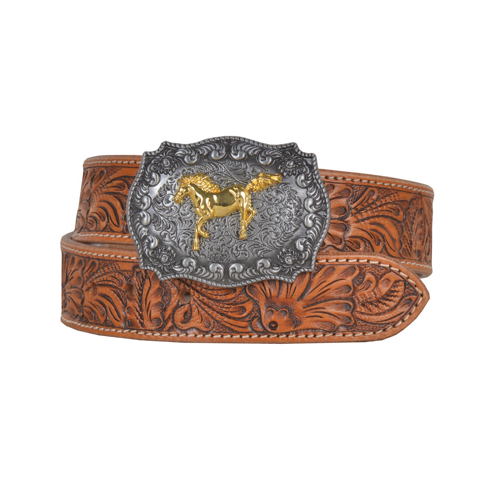 Brisk Leaves Hand-Tooled Leather Belt