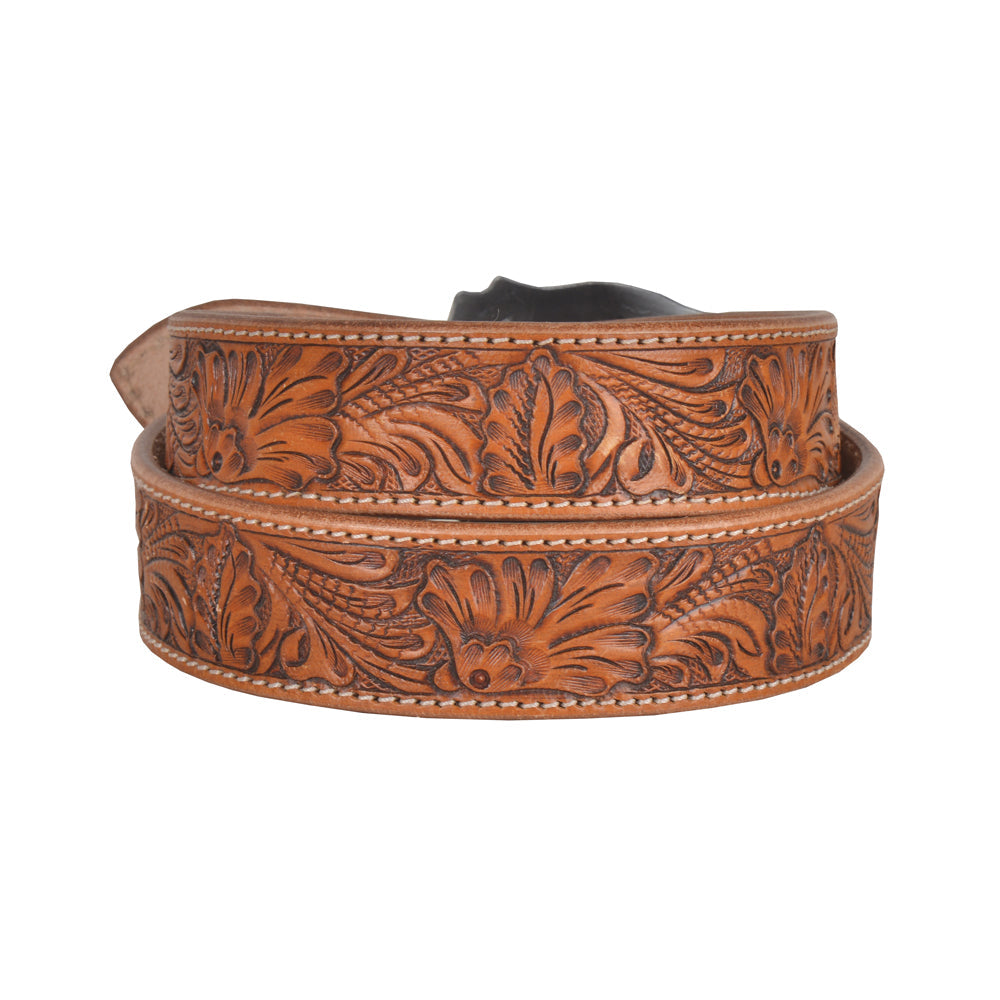 Brisk Leaves Hand-Tooled Leather Belt