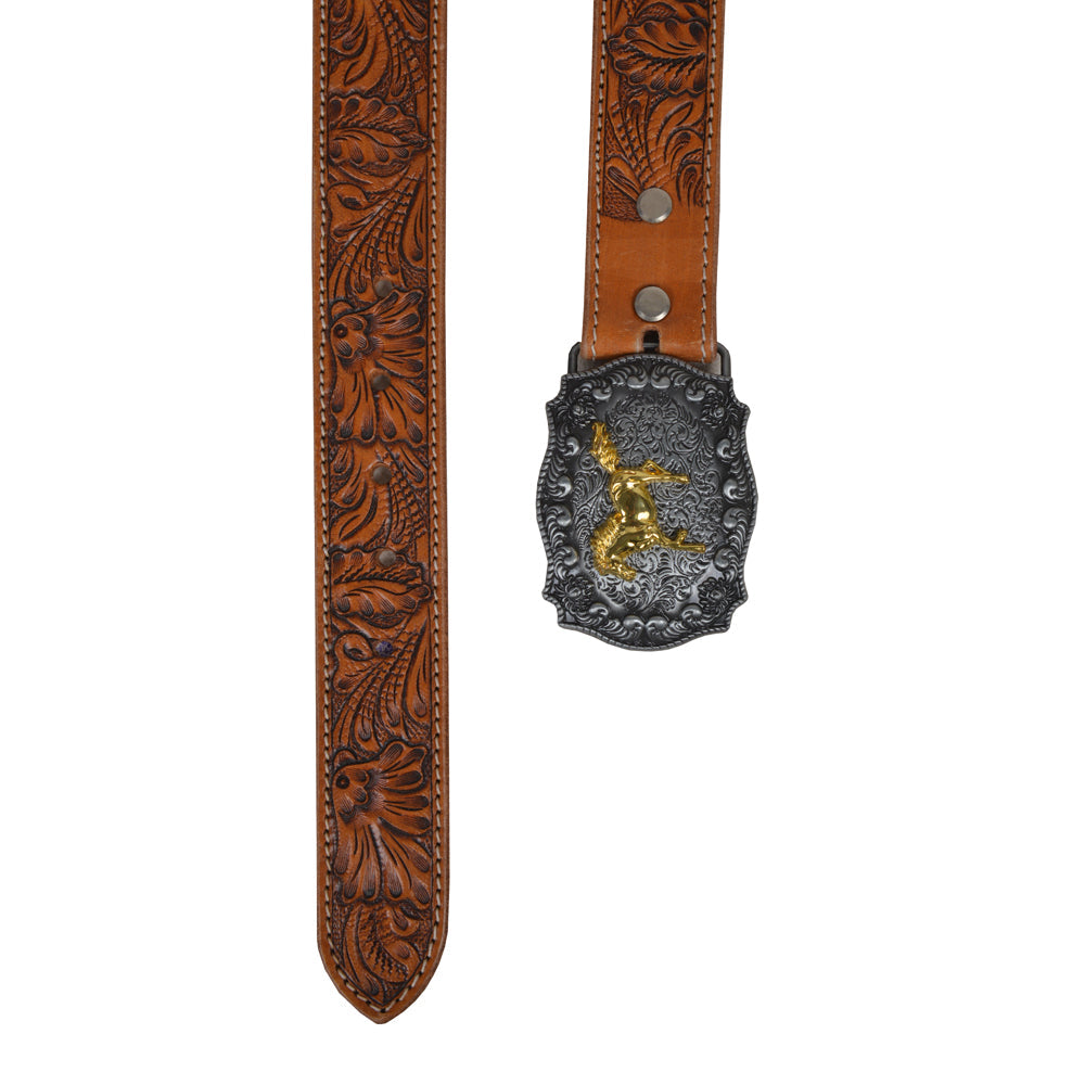 Brisk Leaves Hand-Tooled Leather Belt