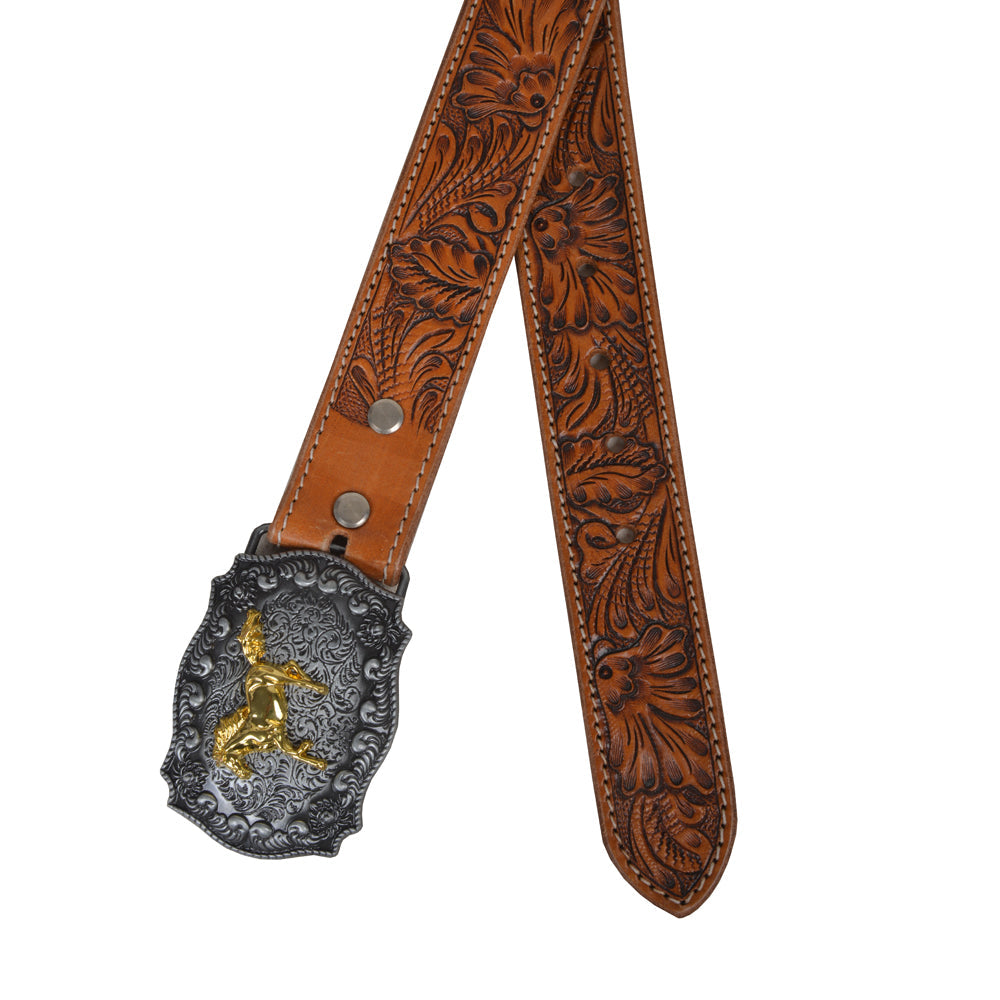 Brisk Leaves Hand-Tooled Leather Belt