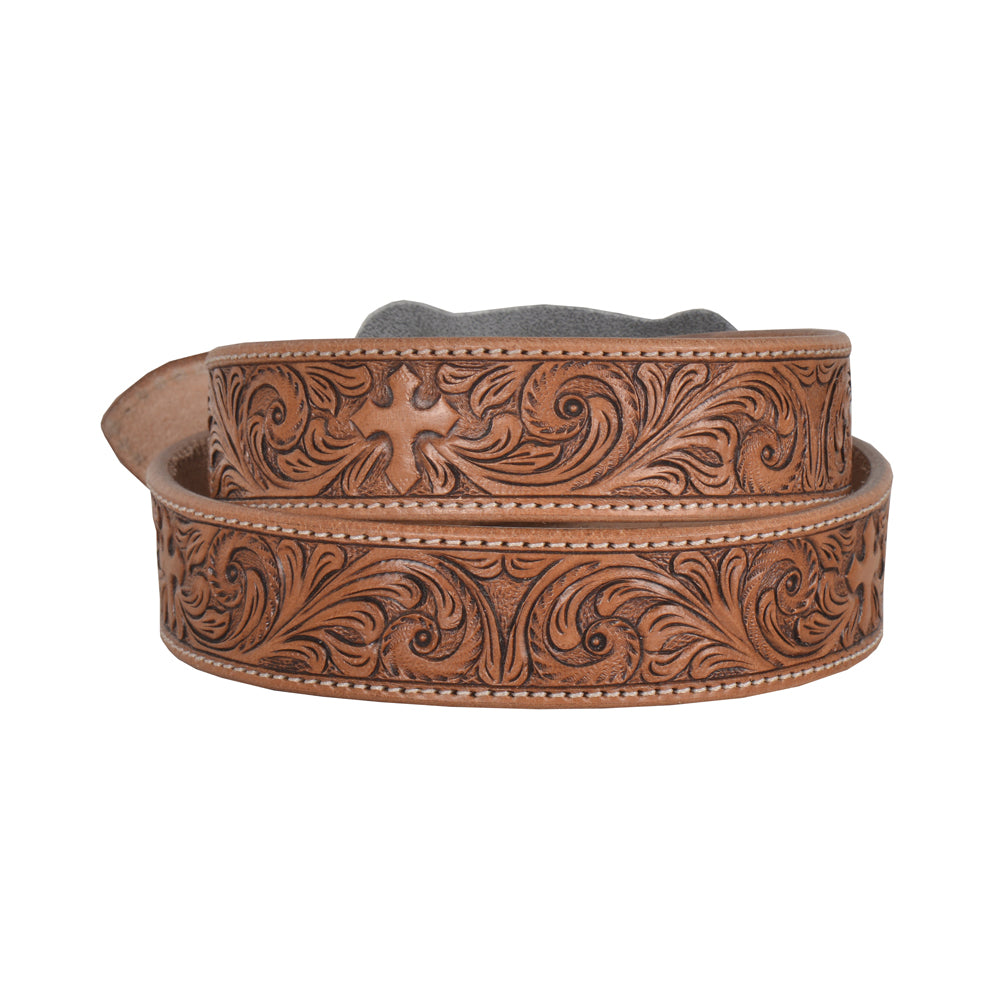 Structured Hand-Tooled Leather Women's Belt