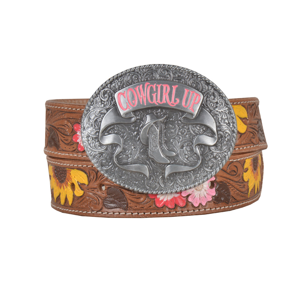 Bouquet Hand-Tooled Leather Women's Belt