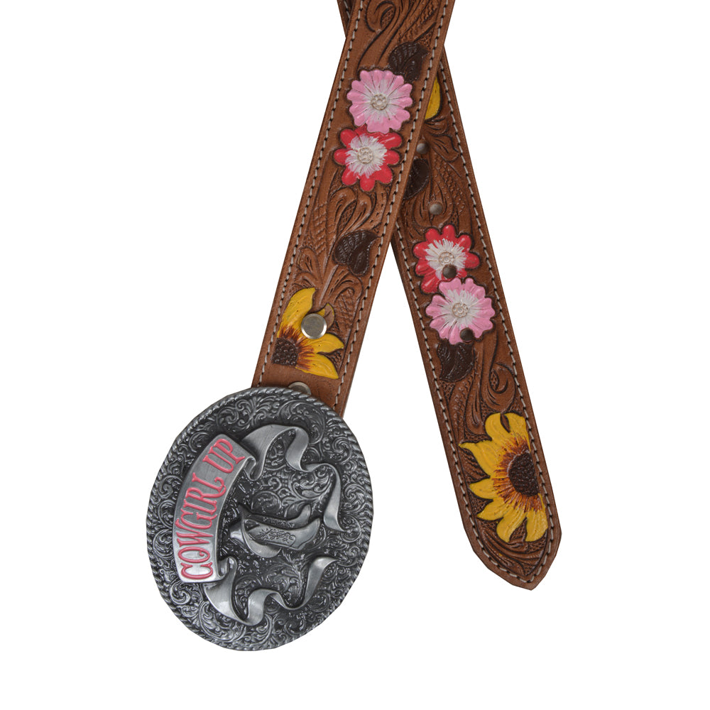 Bouquet Hand-Tooled Leather Belt